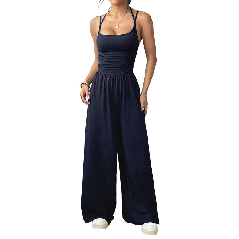 Women's Summer Sling Casual Wide Leg Loose Women's Jumpsuit/clothing