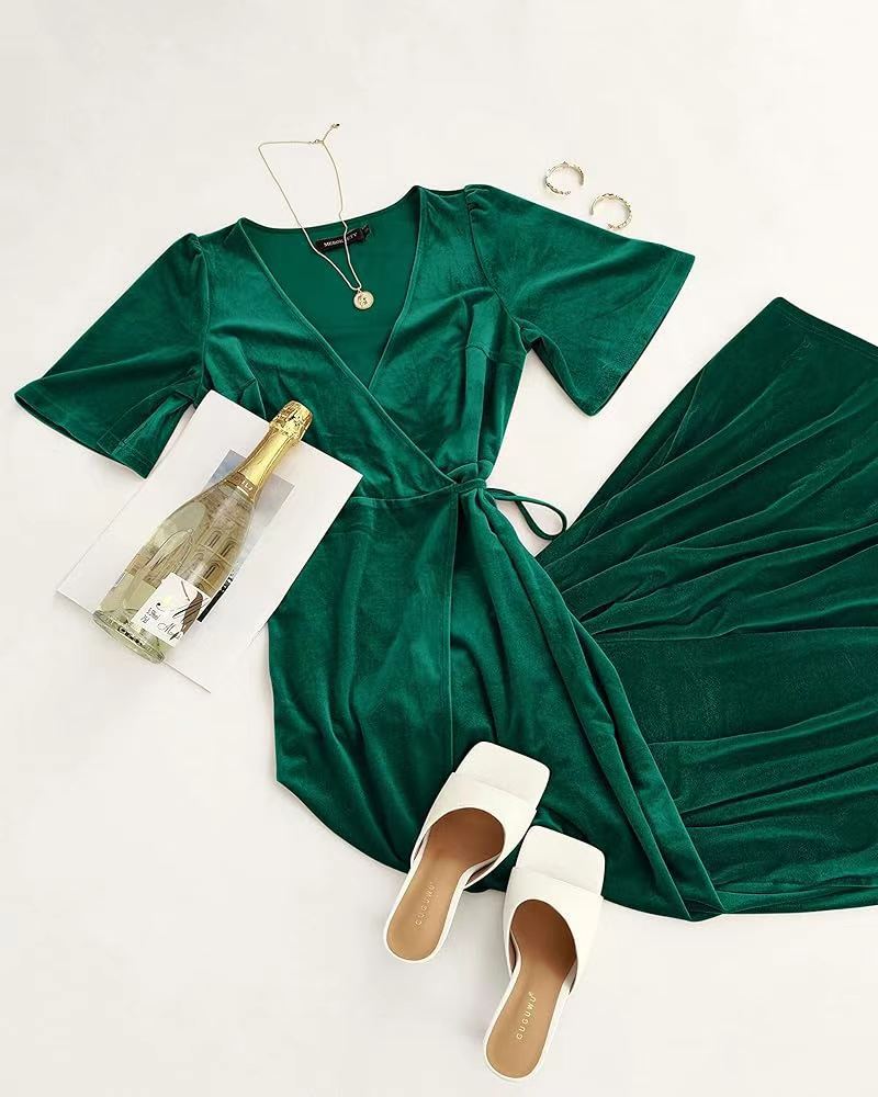 Dress Sexy Veet Deep Slit Elegant Dresses