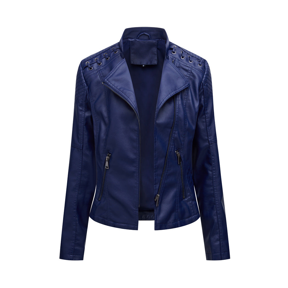 Women's European Leather Slim Thin Ladies Motorcycle Jackets