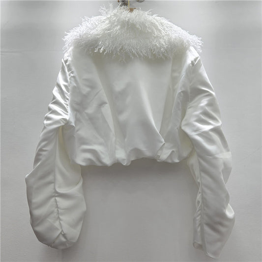 Street Winter Niche Hot Lamb Fur Collar Drawstring Belt Coats