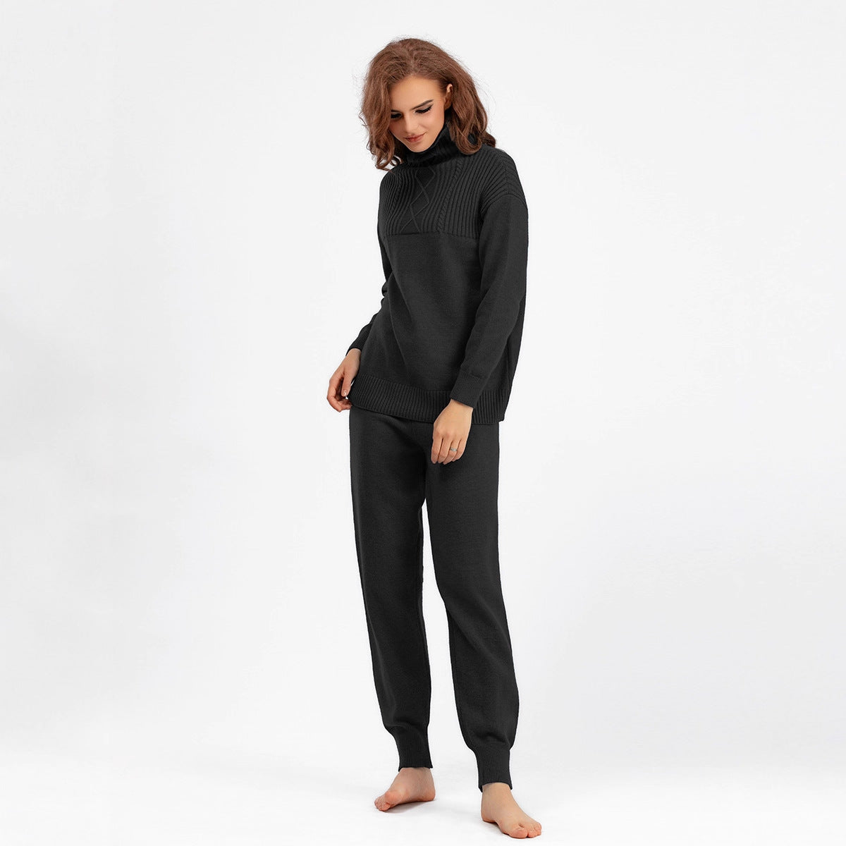 Women's Half Turtleneck Casual Loose Gentle Soft Glutinous Suits