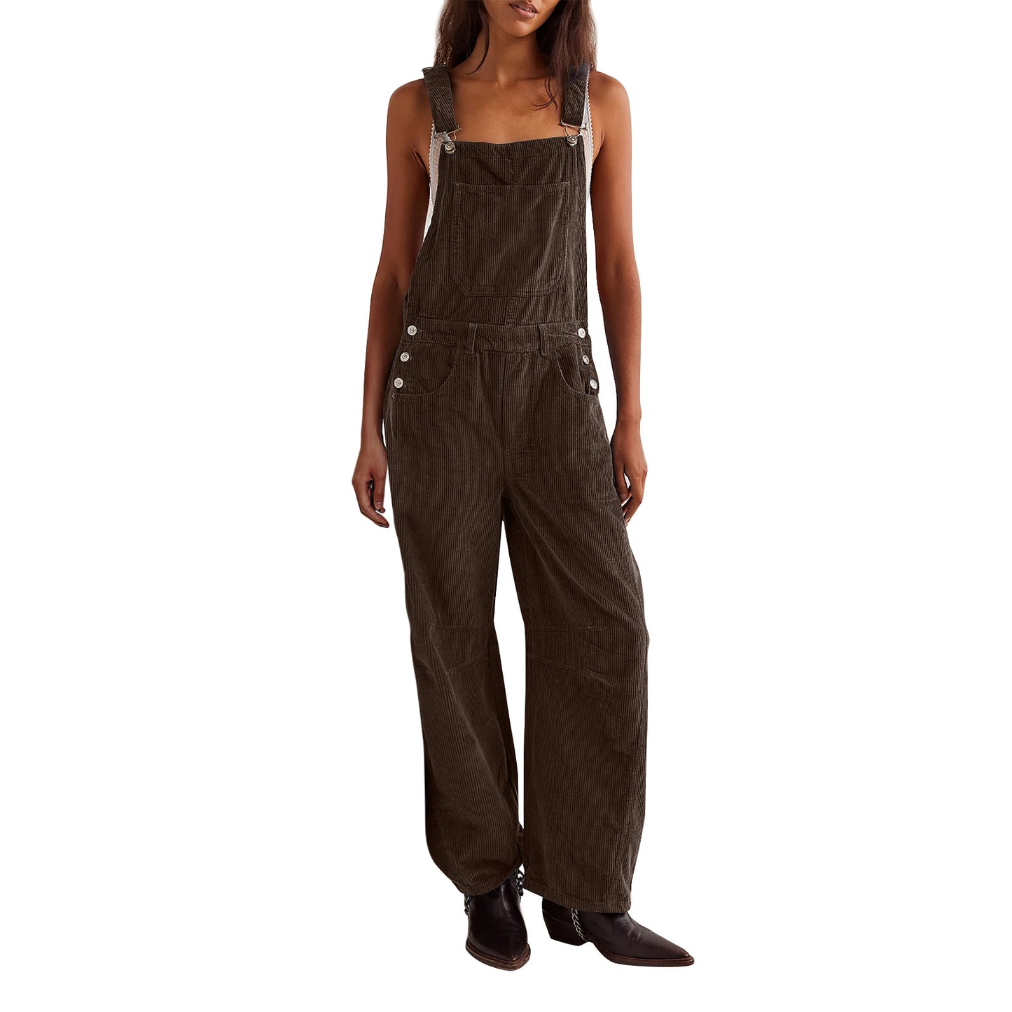 Women's Slouchy Corduroy Overalls Fashion Loose-fitting Jumpsuits
