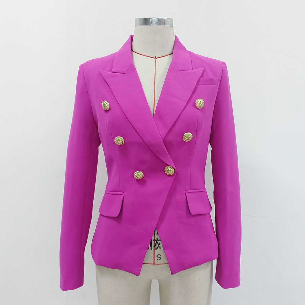 Women's Metal Lion Head Buckle Double-breasted Blazers