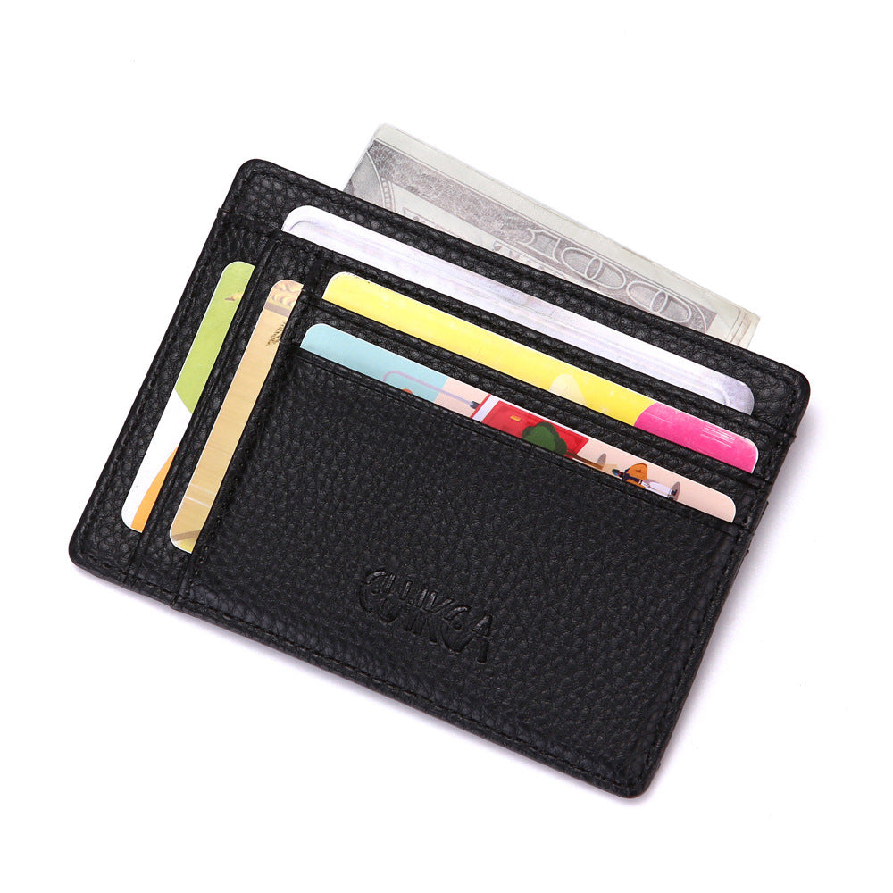 Women's & Men's & Litchi Leather Large Capacity License Card Holder