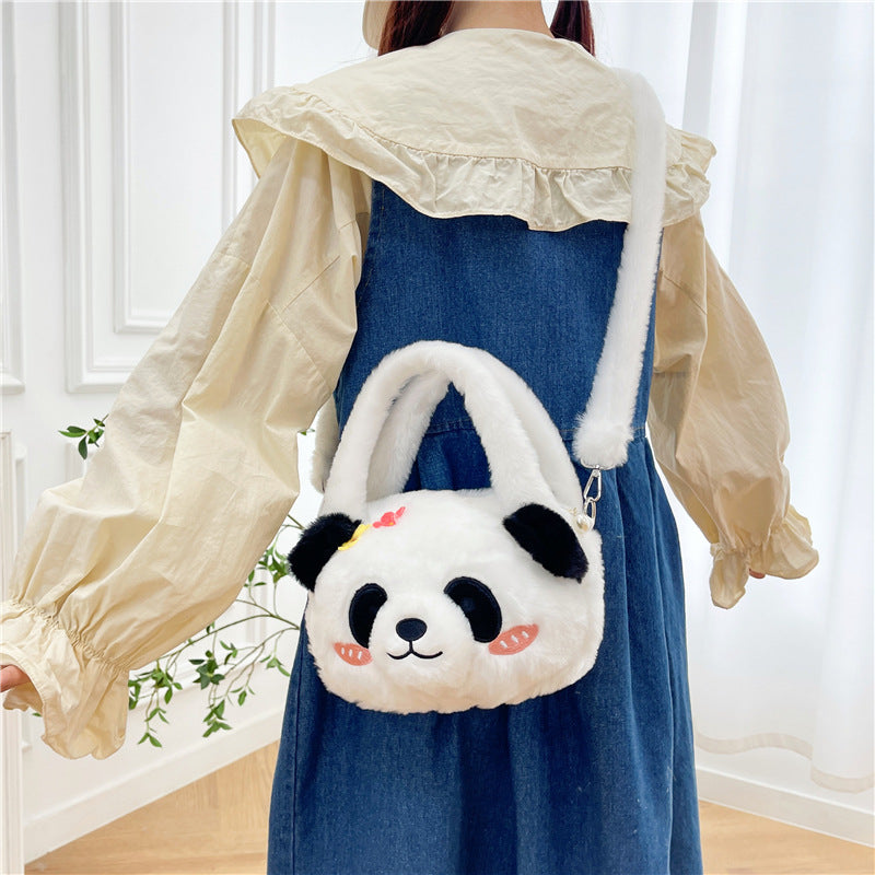Bear Cat Head Plush Female Teenage Crossbody Bags