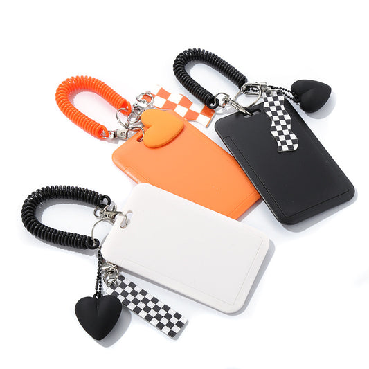 Pass Meal Access Chess Plate Grid Heart Pendant Card Holder