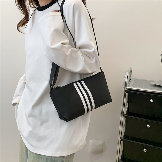Women's Style Oxford Cloth Korean Fashionable Striped Shoulder Bags