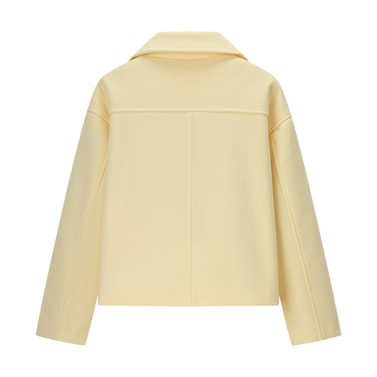 Women's Fashion Casual Simple Double Breasted Woolen Coats