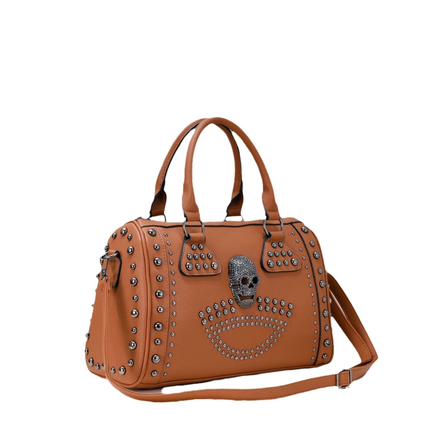 Women's Punk Rivet Soft Leather Skull Large Handbags