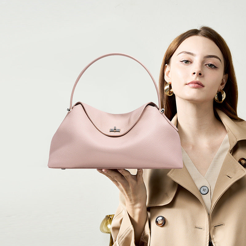 Women's Layer Cowhide Black Genuine Leather Commuter Handbags