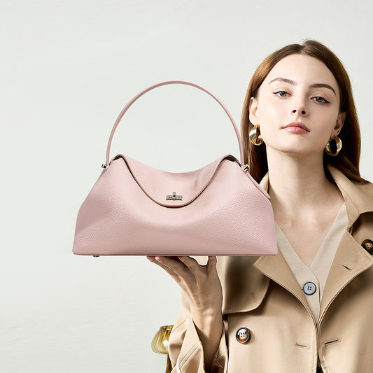 Women's Layer Cowhide Black Genuine Leather Commuter Handbags