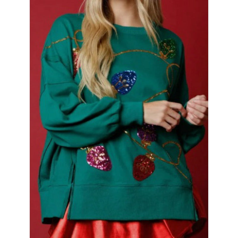 Women's Fashion Trend Sequined Long Sleeve Pullover Sweaters