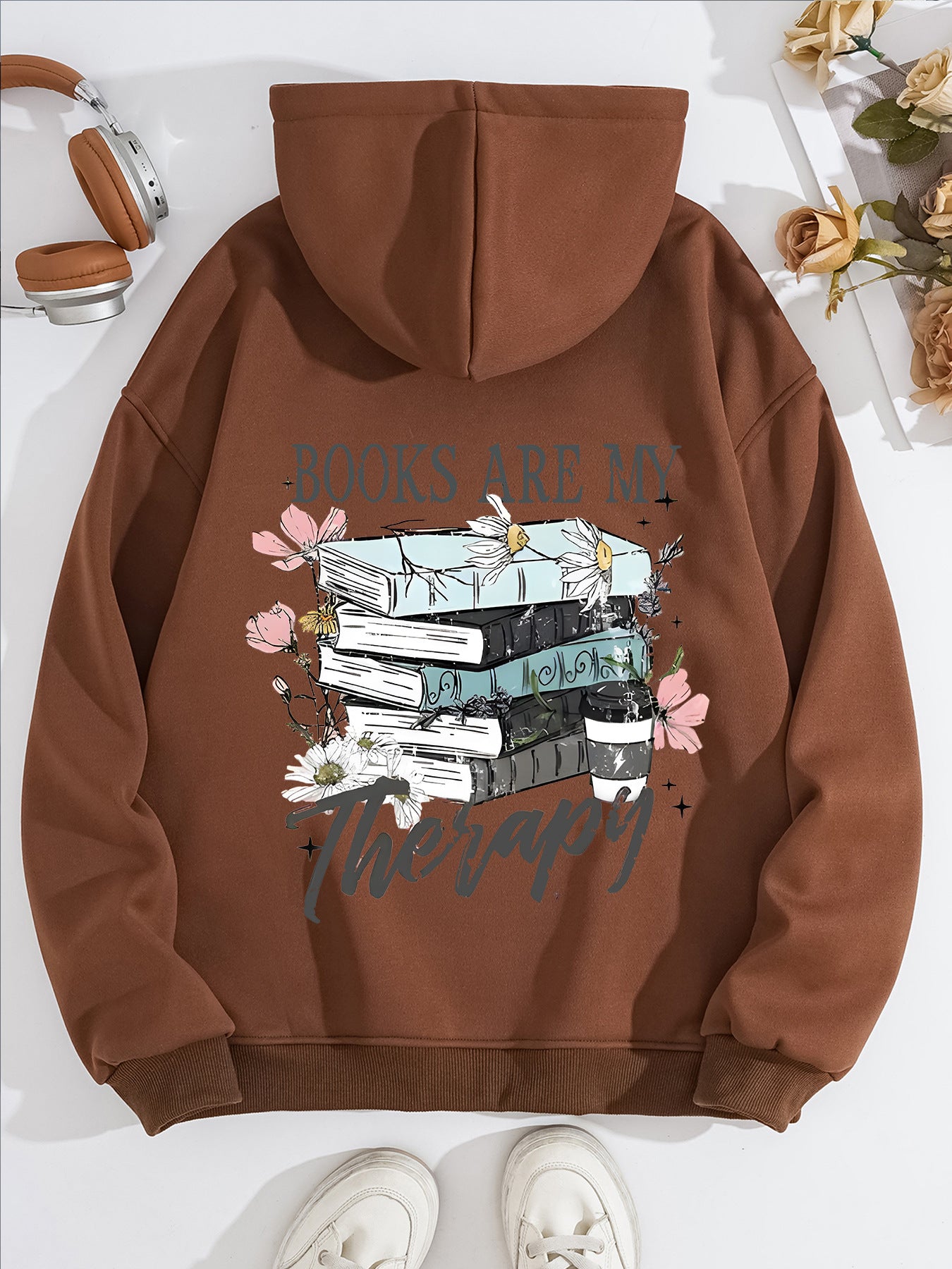 Women's Veet Padded Hooded Sweatshirt Floral Pattern Casual Sweaters