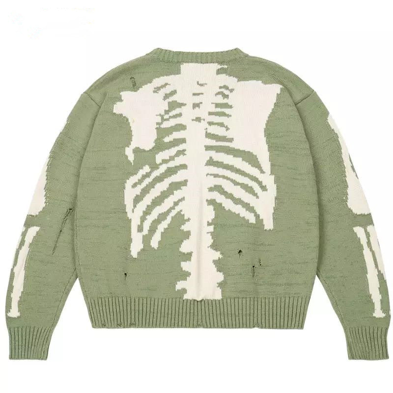 Style Skeleton Street Loose Round Neck Knitwear