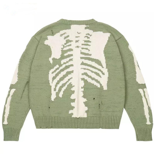 Style Skeleton Street Loose Round Neck Knitwear