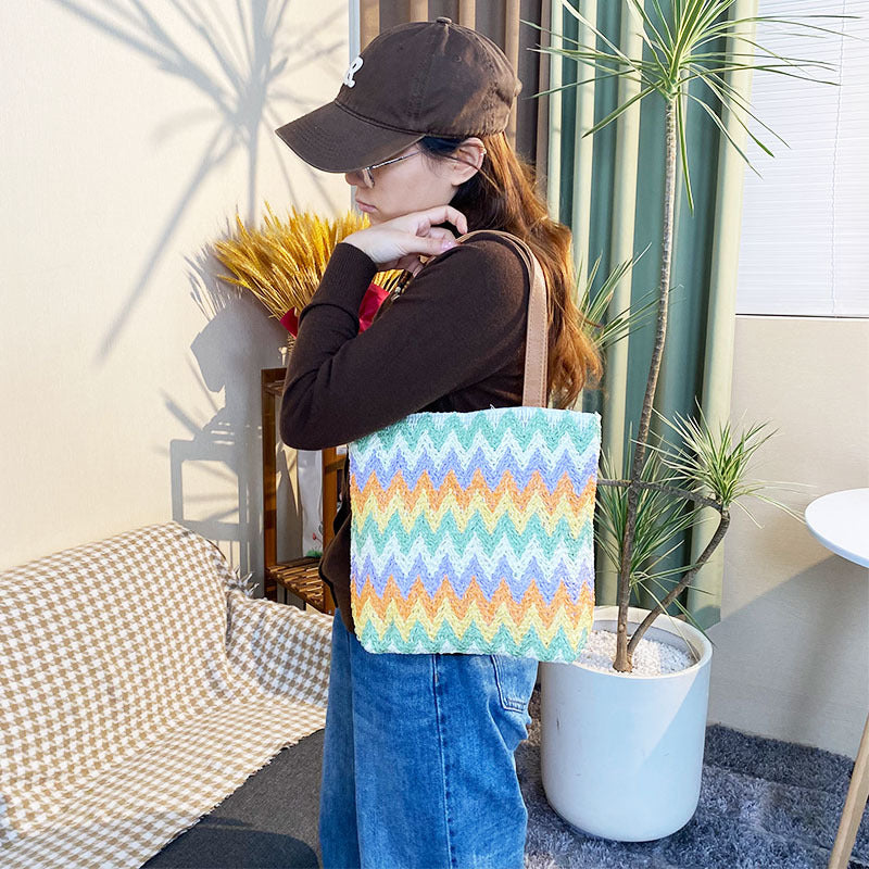 Women's Trendy Fashion Woven Environmental Protection Papyrus Handbags