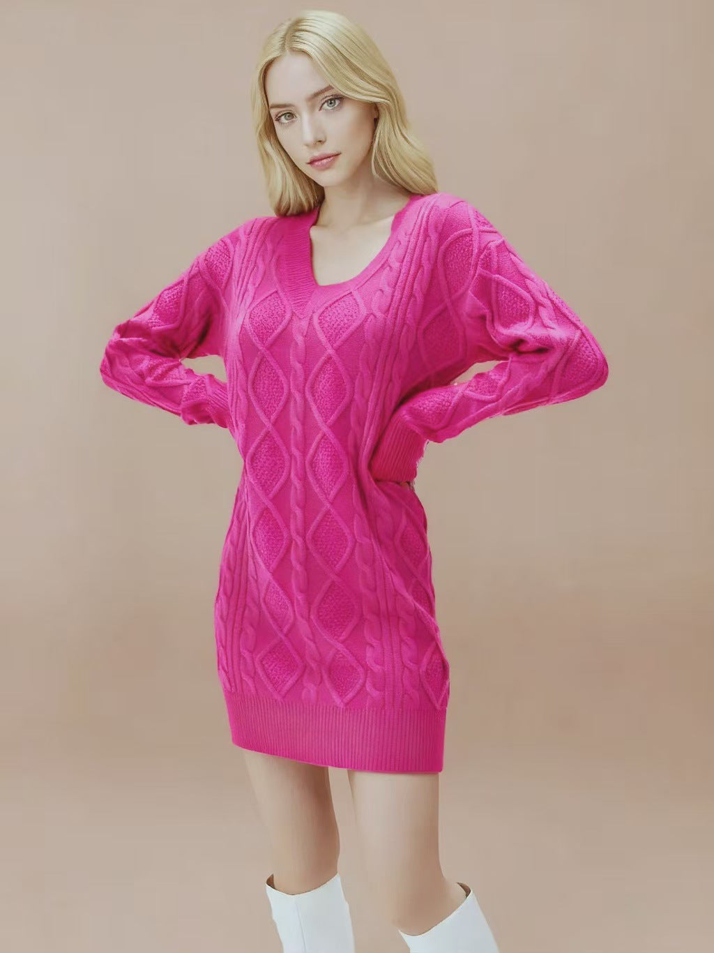 Women's Mid-length Solid Color Knitted Fashion Casual Sweaters