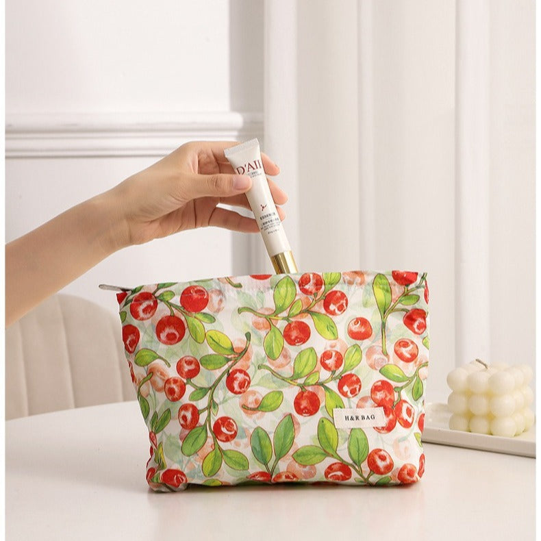 Fresh Sweet Cartoon Floral Makeup Female Cute Portable Handbags