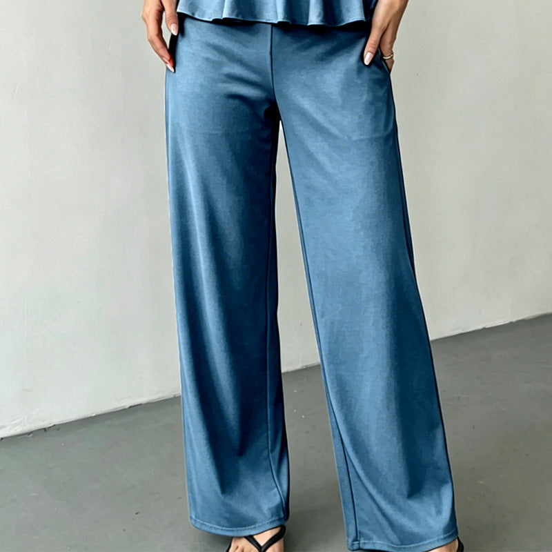 Women's Set Sleeveless Trousers Solid Color Old Tops