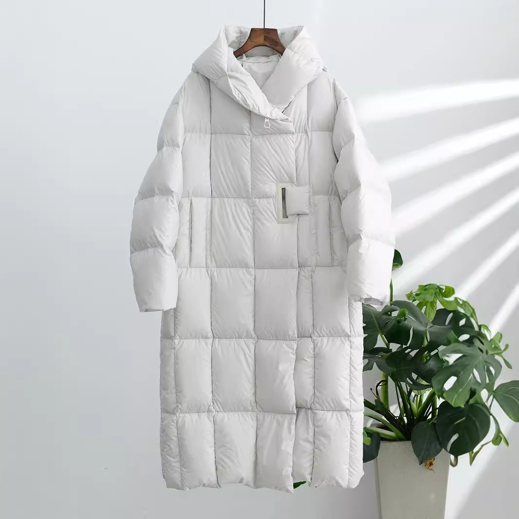 Women's Duck Down Long Hooded Thickened Warm Jackets