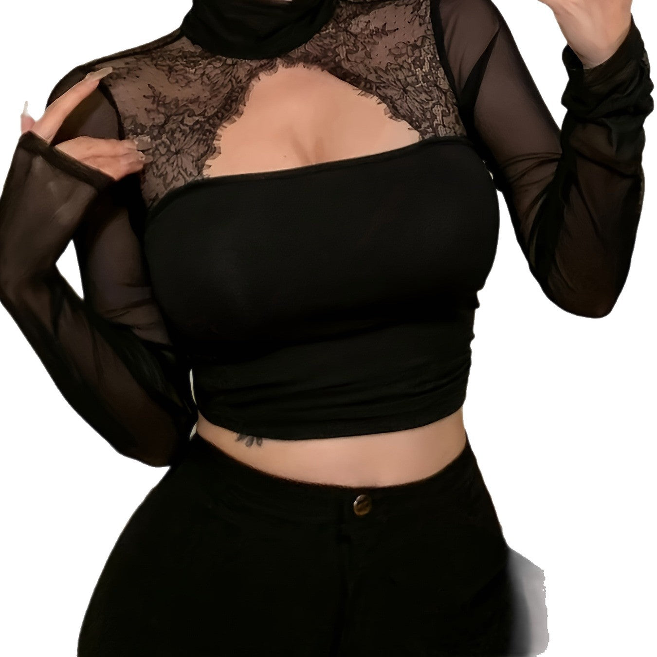 Women's Lace Stitching High-grade Inner Match Sexy Hot Women's T-shirt