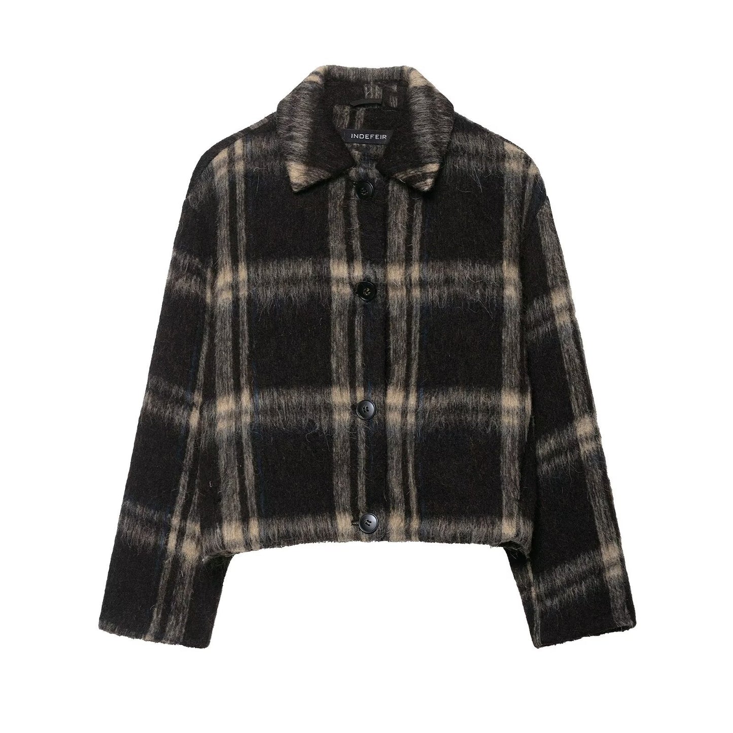 Women's Charming Fashion Simple Wool Plaid Jackets