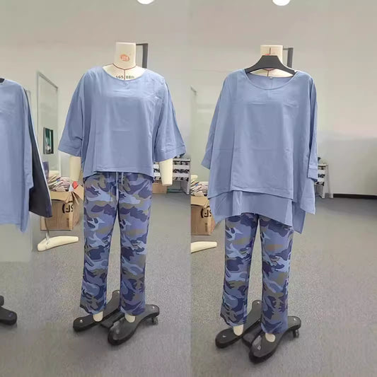 Elegant Summer Casual Loose Camouflage Irregular Suits
