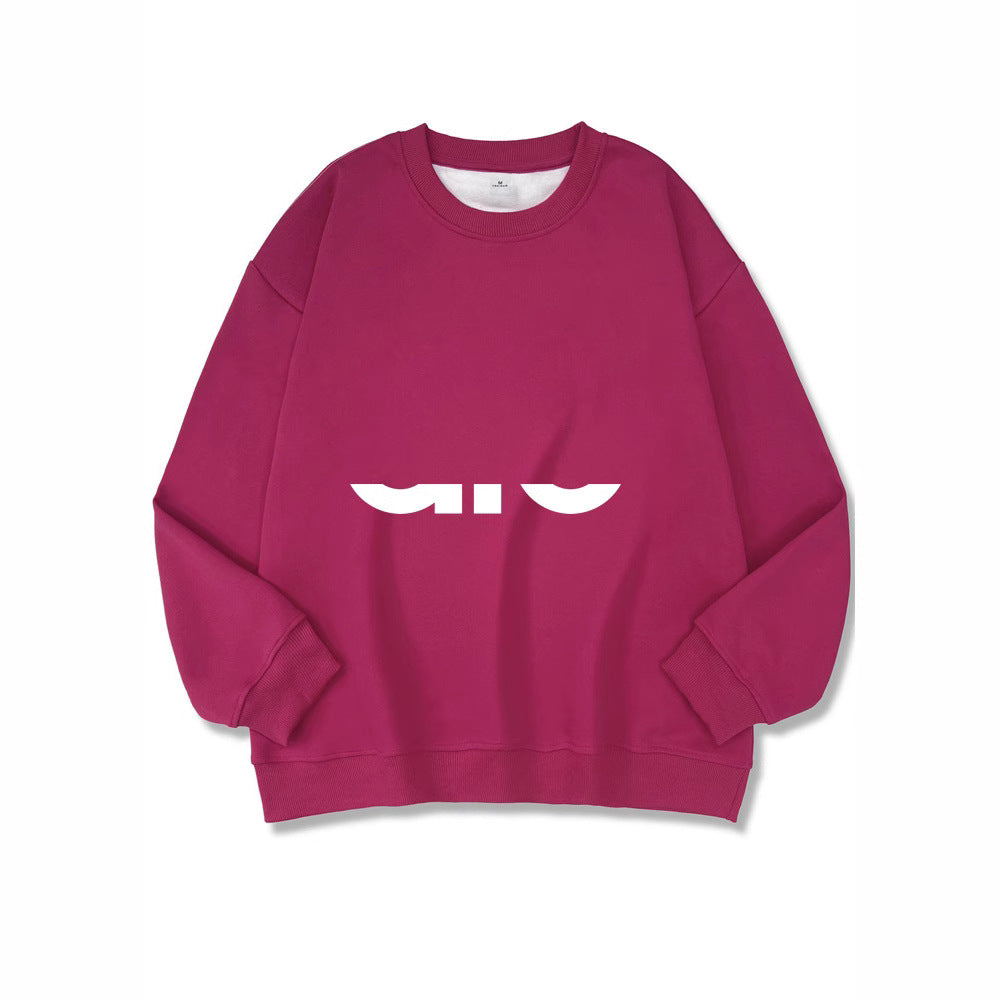 Women's Long Sleeve Composite Interloop Fashion Casual Loose Round Women's Sweater, Sweater