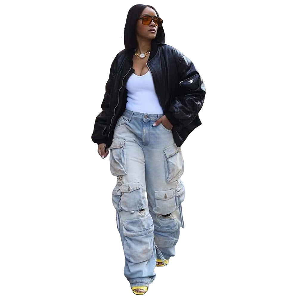 New Denim Stereo Trousers Retro Casual Jeans