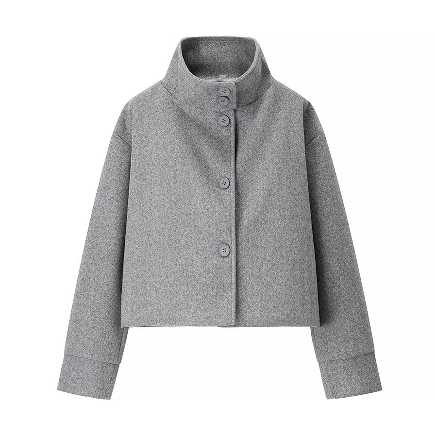 Women's Long Sleeve Solid Color Single-breasted Woolen Coats