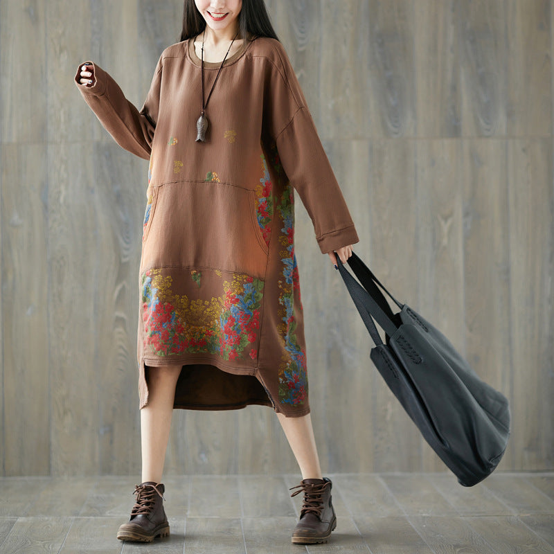 Women's Distressed Mid-length Large Pastoral Style Stitching Sweaters
