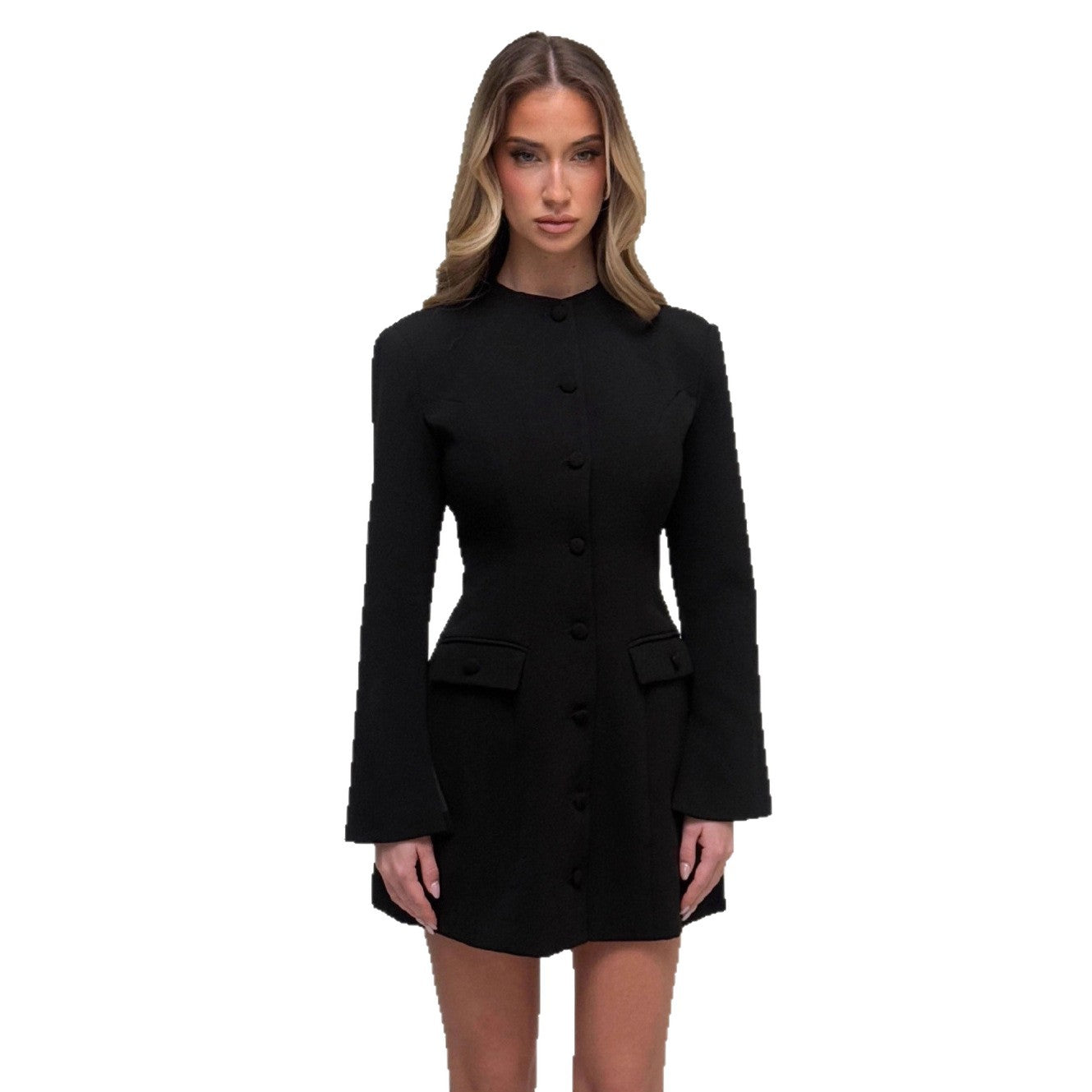 Women's Solid Color Round Neck Long Sleeve Dresses