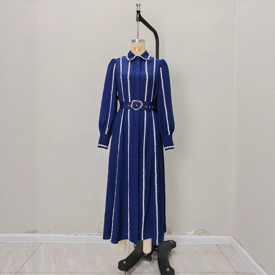 Collar Windbreaker Fashion Design Sleeve Metal Dresses