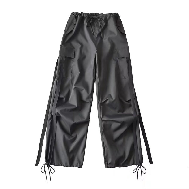 Women's Waist Casual Long Feet Lace Up Pants