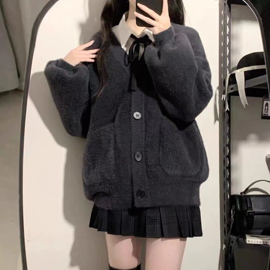 Women's Spring Furry Knitted Small Thick Warm Knitwear