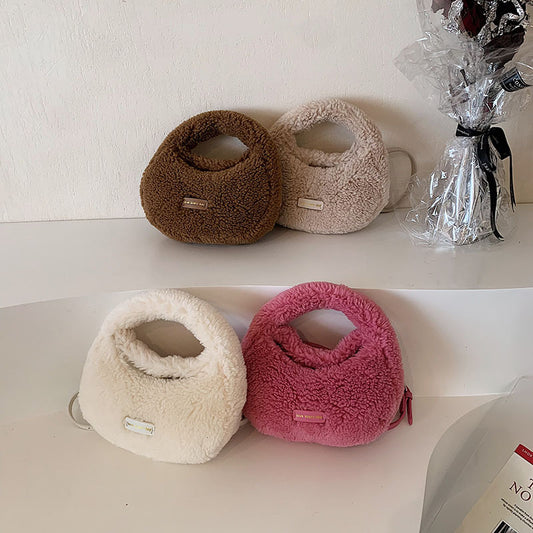 Women's Design Lamb Wool Fashionable Korean Style Crossbody Bags