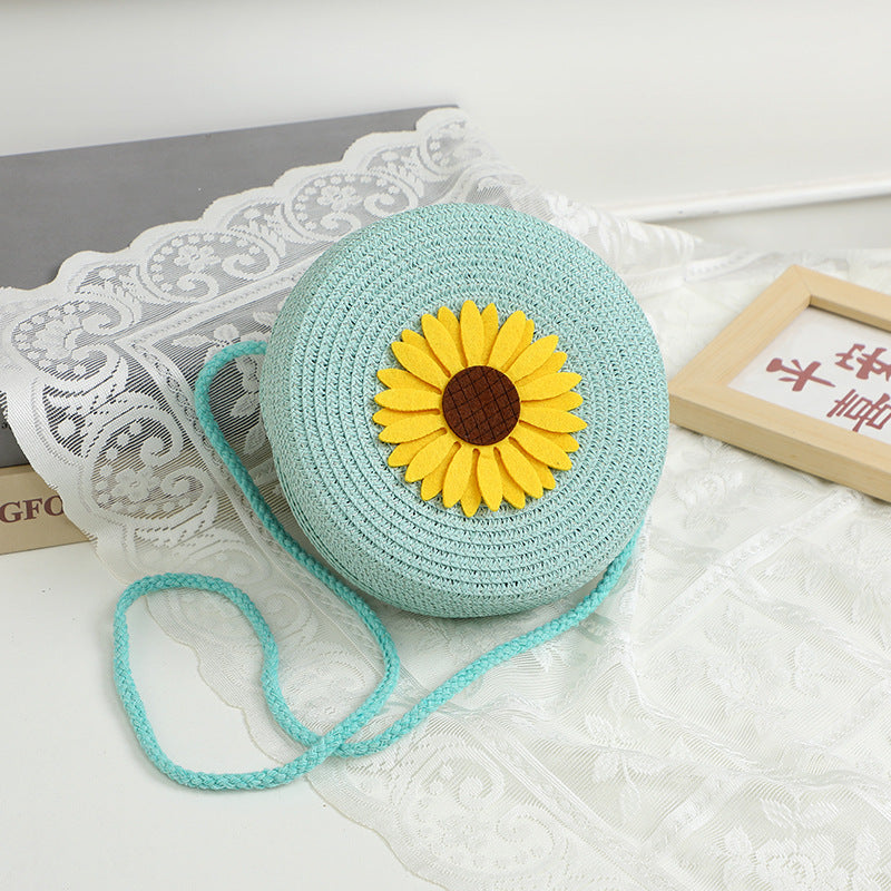 Summer Seaside Flower Straw Hand-woven Female Phone Bags