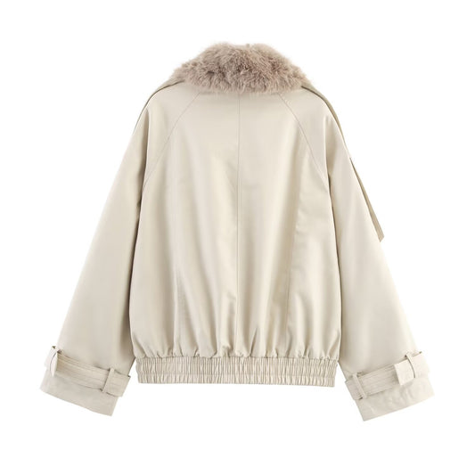 Women's Autumn Loose Fur Collar Wind Coats