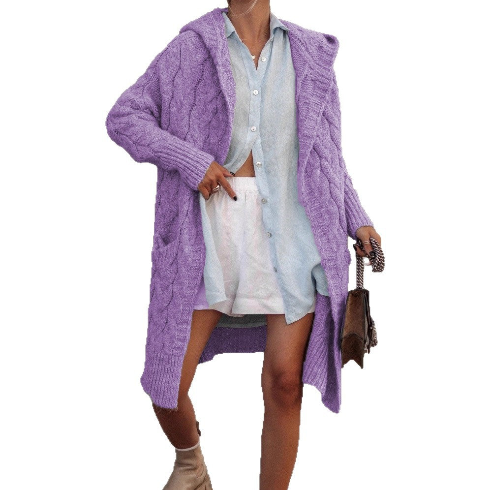 Attractive Classic Glamorous Trendy Long Hooded Knitwear