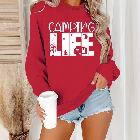 Women's Neck Letter Print Casual Long Sleeve Women's Sweater, Sweater