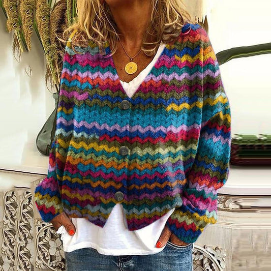 Women's Printed Wear Soft Casual Cloak Fashion Knitwear