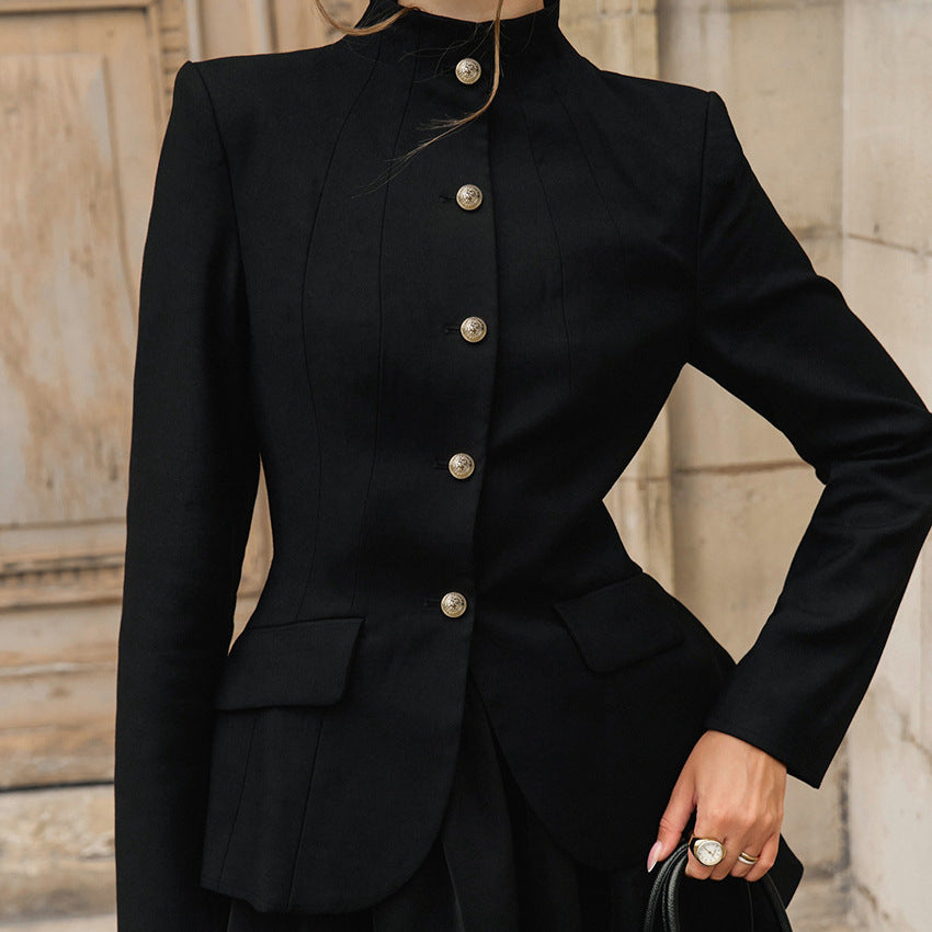 Versatile Temperament Stand Collar A- Line Suits
