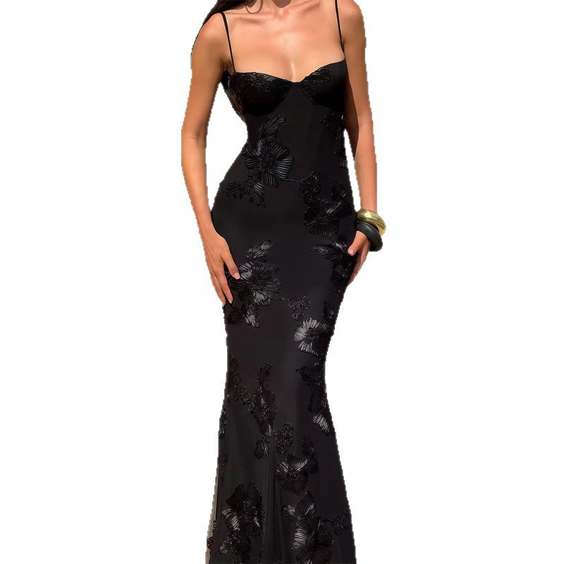 Cross Strap Dress Exquisite Flower Banquet Dresses