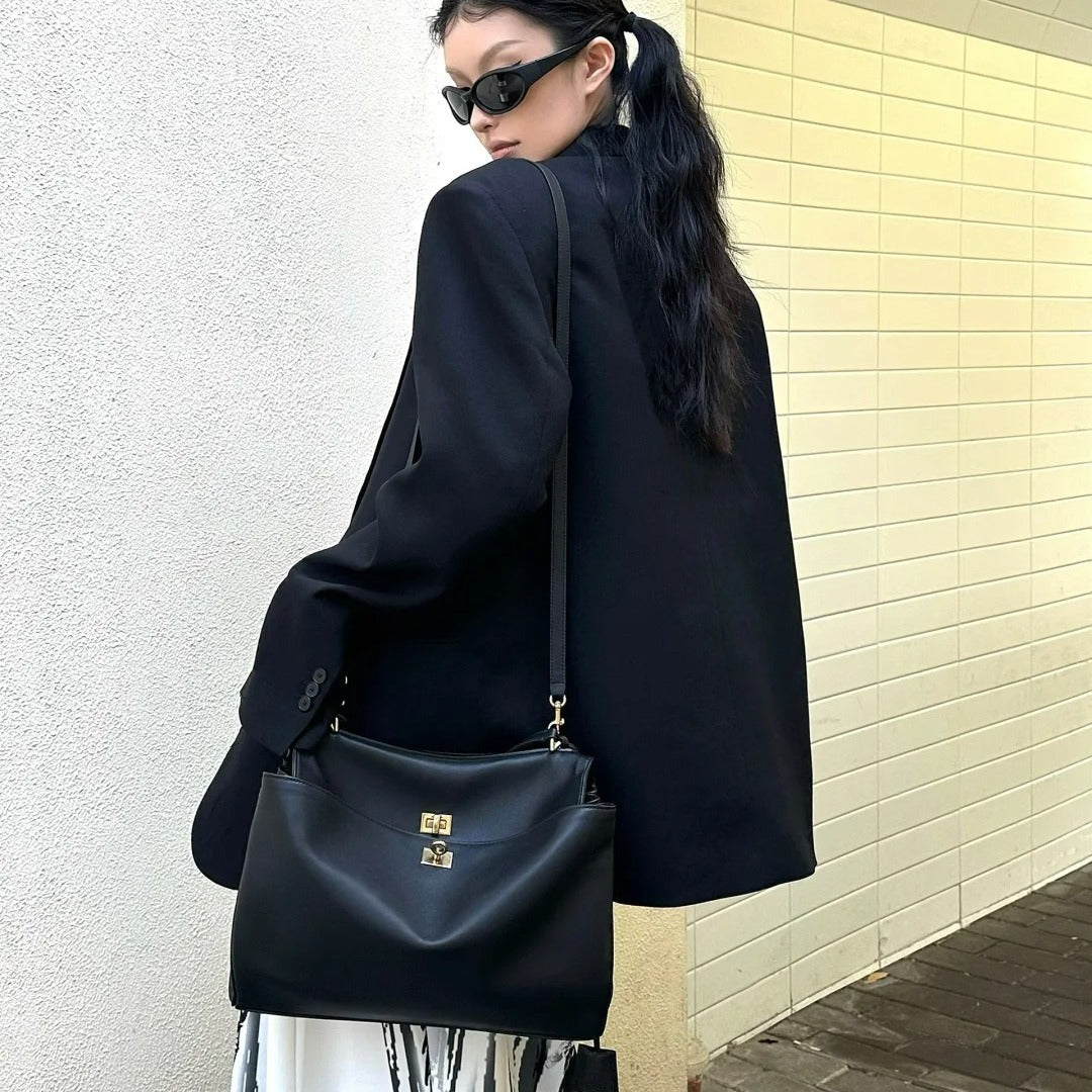 Soft Cowhide Neutral Fashionable Loose Big Bags