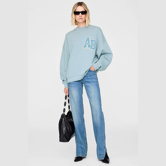 Women's American Niche Classic Letters Special Embroidered Fleece Round Sweaters