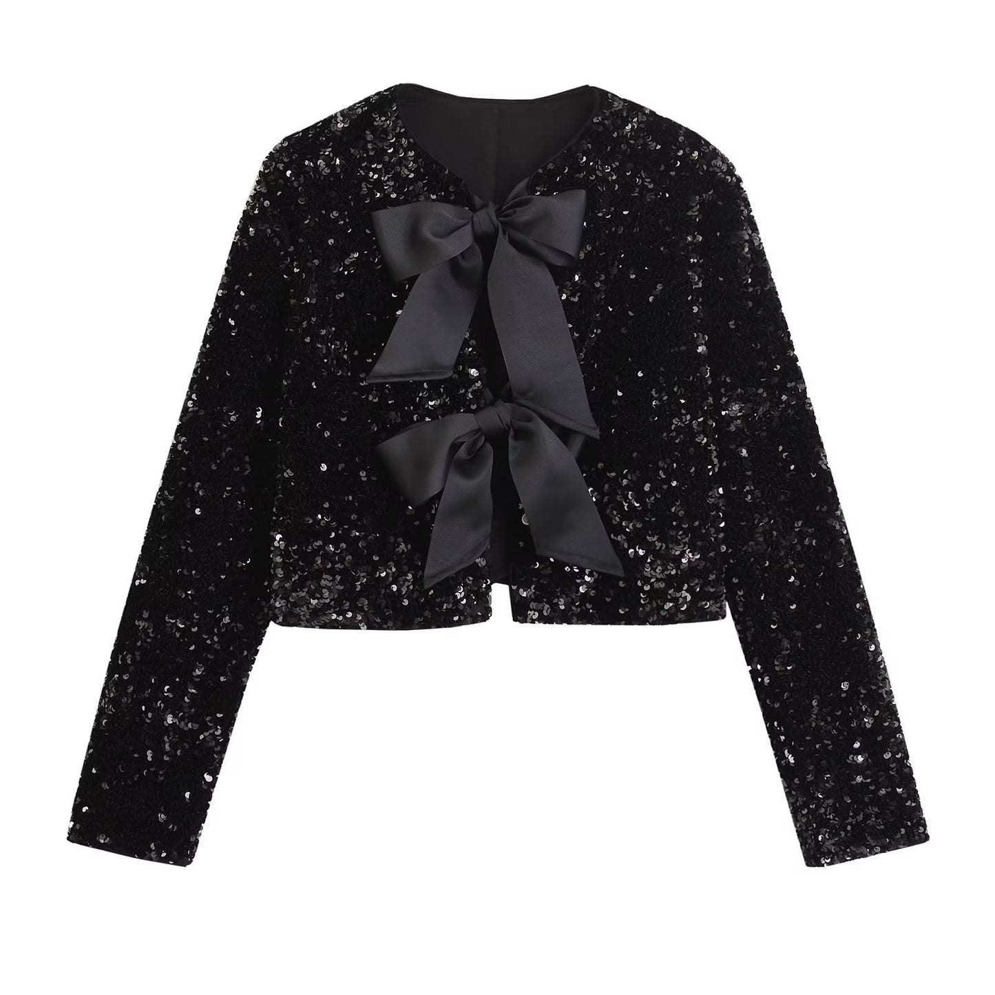 Women's Graceful Stylish Winter Bow Sequined Blouses