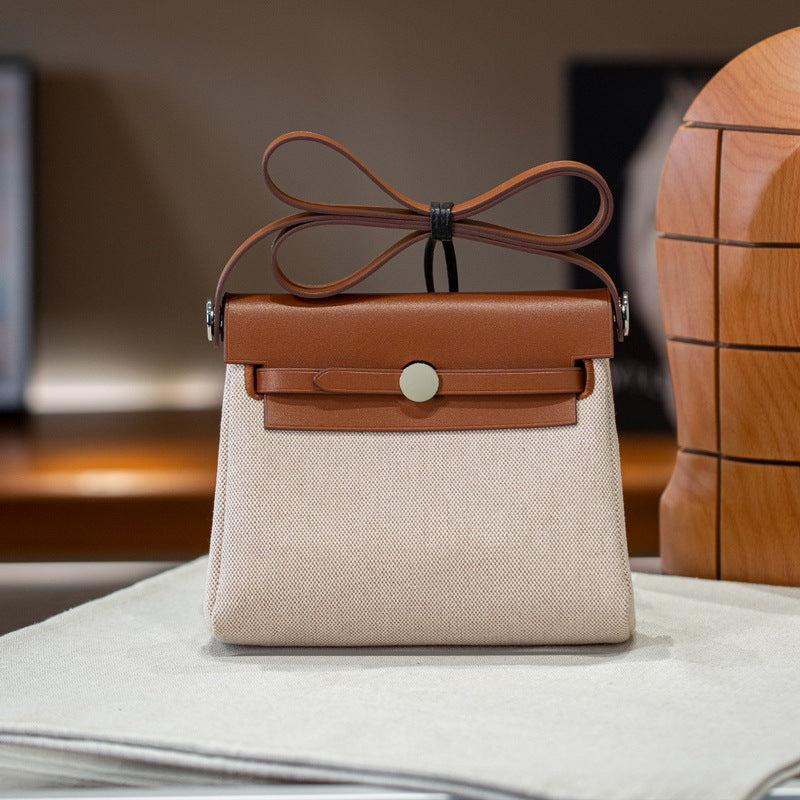 Graceful Elegant With Canvas Leather Mini Bags