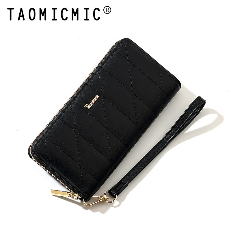 Fashion Long Design Zipper Leather Large Handbags