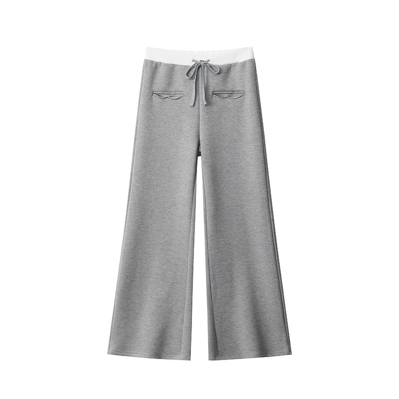 Women's Waist Straight Casual American Style Loose Wide Leg Pants
