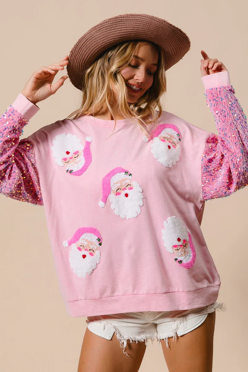 Women's Sweet Sequins Sleeve Christmas Long Sweaters